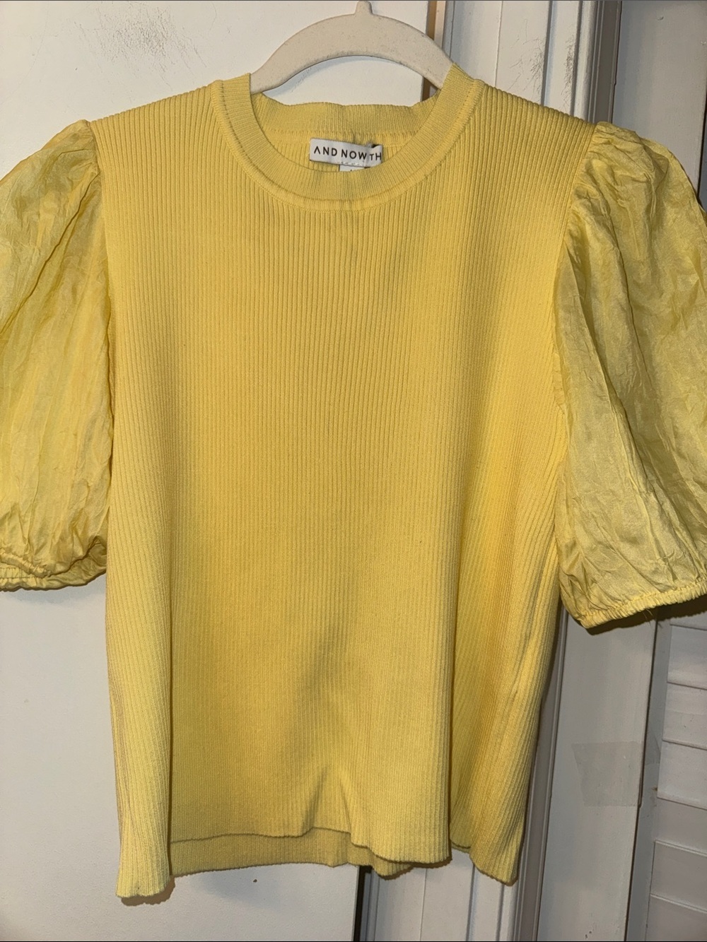 And Now This Yellow Puff-Sleeve Ribbed Tee - Kids